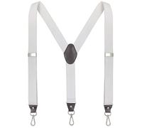 Ausukler Bretelle da uomo extra forti 3,5 cm di larghezza con ganci girevoli e cinghie elastiche Y-back per jeans, bianco, Taglia unica