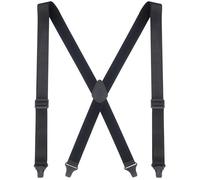 Ausukler Bretelle da uomo extra forti con clip in plastica, larghezza 3,4 cm, cinghie elastiche per pantaloni, nascoste sotto la camicia o all'esterno, Nero , Taglia unica