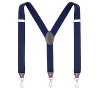 Ausukler Spallacci da uomo extra resistenti, larghi 3,5 cm, con ganci rotanti e cinghie elastiche, retro a Y per jeans, Blu marino, Taglia Unica