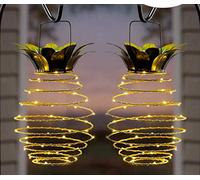 AUSUKY 1-2Pc Solar Powered LED Ananas Spirale Lanterna Filo Luci Giardino Esterno (2 Pacchetti 60 LED)