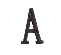 ausuky Lettere dell'alfabeto in ghisa, stile retrò, in metallo, per indirizzo, porta, bar, decorazione da parete dalla A alla Z, da 0 a 9 (A)