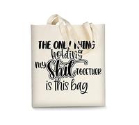 AUSVKAI Borsa di tela estetica per le donne, borse di cotone riutilizzabili sveglie del panno per la scuola di shopping regali alla moda della spiaggia, Parola divertente