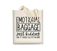 AUSVKAI Borsa di tela estetica per le donne, borse di cotone riutilizzabili sveglie del panno per la scuola di shopping regali alla moda della spiaggia, Bagaglio emotivo