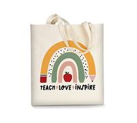 AUSVKAI Borsa tote in tela estetica da donna, graziosa borsa riutilizzabile in cotone per shopping, scuola, spiaggia, regali alla moda, Insegnante