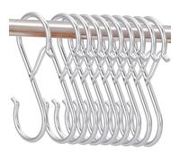 AUSYIWI 10 ganci a forma di s con sistema anticaduta, ganci a s ti aiutano a organizzare la tua casa Organizza la tua cucina e i tuoi armadi (Diametro del palo < 2.5 cm,【argento】)