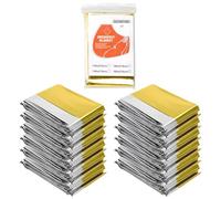 AUSYIWI 12pcs - Oro/Argento Coperta Termica Emergenza, 210×160cm Coperta Isotermica, Coperta Termica di Pronto Soccorso Impermeabile per Salvataggio Protegge da Freddo, Pioggia, Calore e Vento