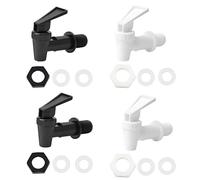 AUSYIWI 4 pezzi Frigo dispenser bevande in vetro rubinetto, distributore di bevande in PP a tenuta stagna rubinetto per barbecue, picnic, festa in piscina ed eventi sociali (2 Nero + 2 Bianco)