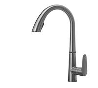 Ausziehbarer Küchenhahn für heißes und kaltes Wasser, Waschbecken, Wasserhahn, drehbar, einziehbar, 60 cm Zug, einfache Installation (Grau)