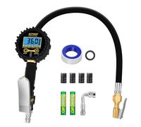 AUTDER Manometro Digitale per Pneumatici con Display LCD, 250 PSI, Gonfiatore 3-in-1, Tubo in Gomma Robusto e Attacco Rapido - Per Auto, Camion, Moto, Biciclette e Palloni Sportivi, Giallo