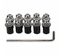 AUTEBGV Universale 10 Pezzi Moto per M5 16 Mm Metrico Gomma Pozzo Dadi Parabrezza Carenatura Cowl Anodizzato Dado Parabrezza per Kit Vite Bullone Bulloni per Moto(Silver)