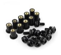 AUTEBGV Universale 10pcs Moto per M5 15mm Metrico Gomma Pozzo Dadi Parabrezza Carenatura Cowl Anodizzato Alluminio Moto Viti Bulloni Bulloni per Moto(Black)