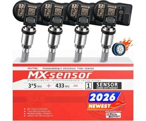 Autel TPMS Sensore MX-Sensor, Doppia Frequenza, Sensore TPMS per 98% Delle Auto, Funziona con TS408S TS508WF TS601 TS501 Pro, 100% Sensore TPMS Programmabile e Clonabile (Valvola in Metallo, 4 Pezzi)