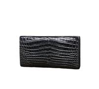 Autentica Pelle Del Ventre Del Coccodrillo Modello Stampato Uomini D'affari Lungo Bifold Portafoglio In Vera Pelle