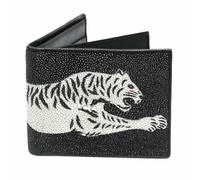 Autentica Pelle Di Stingray Tiger Designer Maschio Breve Raccoglitore di Carta Del Cuoio Genuino Degli Uomini Drago, nero, 11cm x 9cm x 1cm, Moda tempo libero