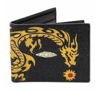 Autentica Pelle Di Stingray Tiger Designer Maschio Breve Raccoglitore di Carta Del Cuoio Genuino Degli Uomini Drago, Giallo, 11cm x 9cm x 1cm, Moda tempo libero