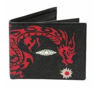 Autentica Pelle Di Stingray Tiger Designer Maschio Breve Raccoglitore di Carta Del Cuoio Genuino Degli Uomini Drago, Rosso, 11cm x 9cm x 1cm, Moda tempo libero