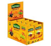 Autentica Trattoria San Carlo Bruschetti Peperoncino e Origano - Box 10 Confezioni da 50g - Crostini di Pane Tostato con Olio di Oliva 5% - Snack Salato Croccante Multipack 500g
