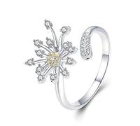 Autentico 925 Sterling Silver Blooming dente di leone amore CZ anelli regolabili per le donne matrimonio fidanzamento gioielli