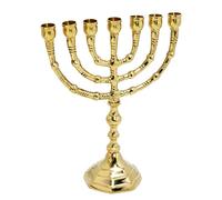 Autentico portacandele vintage Menorah ottone rame 8" regalo Giudaica da Israele