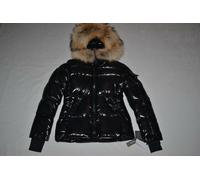 Autentico SAM. Blake Fur-Trim Corto Giù Cappotto Cappuccio Nero Jet Tutti Taglie