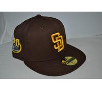 Autentico San Diego Padres NEW ERA Petcopark 59FIFTY Con Cappello Marrone Nuovo