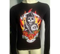 AUTENTICO SONS OF ANARCHY FIRE ROSES SOA T SHIRT JUNIOR PER RAGAZZE S M L XL XXL