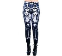 Autentico Too Fast Lexy Leggings Zombie Mary Holy Saint Fiori Scuro Punk Rock