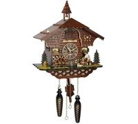 Trenkle Orologio a cucù al Quarzo Casa del Taglia Legno con Taglialegna in Movimento e la Ruota del Mulino Si Gira, con Musica TU 4217 QM