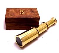 Authentic Gift Collection Telescopio pirata con decorazione antica con custodia in pelle, telescopio portatile per appassionati di avventura, monoculare, decorazione nautica, in ottone, palmare da