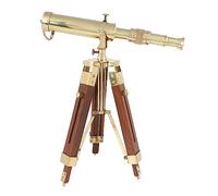 Authentic Gift Collection Telescopio vintage in ottone massiccio con treppiede in legno Home Decoartive replica antica regalo "telescopio in finitura dorata set nautico marino... regalo