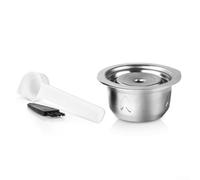 Autilyshop Capsule di caffè riutilizzabili in acciaio inossidabile ricaricabili con coperchio in silicone, cucchiaio e spazzola per la pulizia, alternativa ecologica e sostenibile per la produzione di