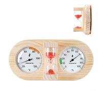 Autilyshop Elegante termometro igrometro per sauna in legno con timer di sabbia da 15 minuti, per sauna, bagno, bar, ristorante, costruzione in legno di pino, 29 x 14 cm (rosso)
