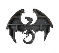 Autilyshop Evil Dragon Decor Mensola da parete in legno di bosso roccia gotico organizzatore per gemme oli essenziali soggiorno camera da letto nero 40 x 29,5 x 3,6 cm