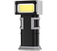 Autilyshop Lampada da lavoro ricaricabile con display LCD e base magnetica, testa girevole a 180 gradi, ricarica rapida, lanterna LED portatile per campeggio, escursionismo, riparazione, grigio