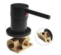 Autilyshop Miscelatore per doccia rotondo a parete, in ottone, con leva singola, controllo dell'acqua calda e fredda, funzione on/off in nero cromato o oro, facile da usare (nero)