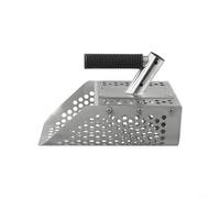 Autilyshop Paletta per sabbia in acciaio inox resistente con manico lungo staccabile e fori esagonali ad alta densità per un facile rilevamento di metalli da spiaggia per la caccia al tesoro arco