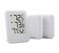 Autilyshop Termometro wireless per interni ed esterni, con ricevitore a doppio canale e due trasmettitori per monitoraggio della temperatura e dell'umidità in serra o casa, con gradi Celsius e Fahre