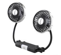 Autilyshop Ventilatore per auto a doppia testa regolabile a 360° con controllo a tre velocità e doppia regolazione della luce, accessorio di raffreddamento del sedile posteriore alimentato da motore