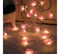 Auting Catena luminosa a LED con fiori di ciliegio, 2 m ghirlanda di fiori con 20 luci a LED con funzione temporizzazione, catena di luci primaverili per interni, giardini, terrazze, 1 pezzo