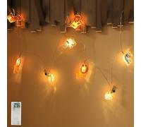 Auting Catena luminosa a LED per interni, 2,2 m, 12 LED, luce bianca calda, per cameretta dei bambini, con timer di funzionamento a batteria, per interni, per casa, feste, baldacchino, compleanni
