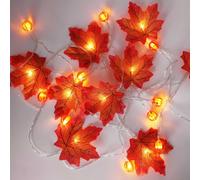 Auting Catena luminosa autunnale con foglie d'acero e zucca, 3 metri, 20 LED, per autunno e interni, funzionamento a batteria, per decorazione autunnale, giorno del Ringraziamento e decorazione