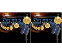 Auting Catena Luminosa Esterno Solare,Luci Solari Esterno, luce bianca calda, 60 LEDs 11 m, 8 modalità di illuminazione, per giardino, alberi, terrazze, Natale, feste (Confezione da 2)