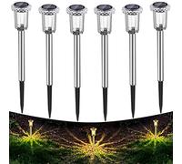 Auting Lampada Solare Giardino Esterno, IP65 LED Luci per Prato, da Terra (Bianco Caldo) 6 Pezzi