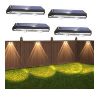 Auting Lampade Solari per Esterni, 4 Pezzi, Lampada da Parete Solare IP65 Impermeabile, 3 Modalità di Illuminazione, per Giardino, LED