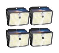 Auting Lampade solari per esterni con sensore di movimento, 4 Lampada solare da parete 158 LED bianco freddo 3 modalità con sensori di movimento, luce murale solare impermeabile IP65 per giardino, ga