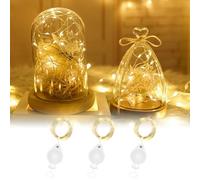Auting Mini catena di luci a LED con batteria, 2 m, per interni, 3 x 20 pezzi, luce bianca calda, per feste, giardino, matrimonio, Natale, illuminazione decorativa