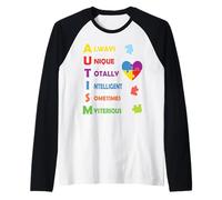Autism Awareness Autism Acronym And Puzzle Piece Maglia con Maniche Raglan