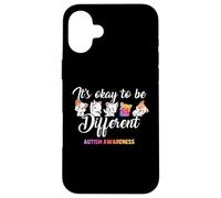 Autism Awareness Cat It’s Ok to Be Different Finny Autistic Custodia per iPhone 16 Plus