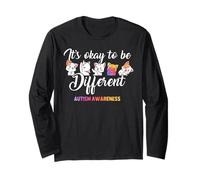 Autism Awareness Cat It’s Ok to Be Different Finny Autistic Maglia a Manica