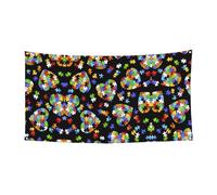 Autism Awareness Puzzle Pieces Cuore Stampa Outdoor Indoor Banner, Holiday segno decorativo con 4 occhielli in metallo, creatore di atmosfera festiva